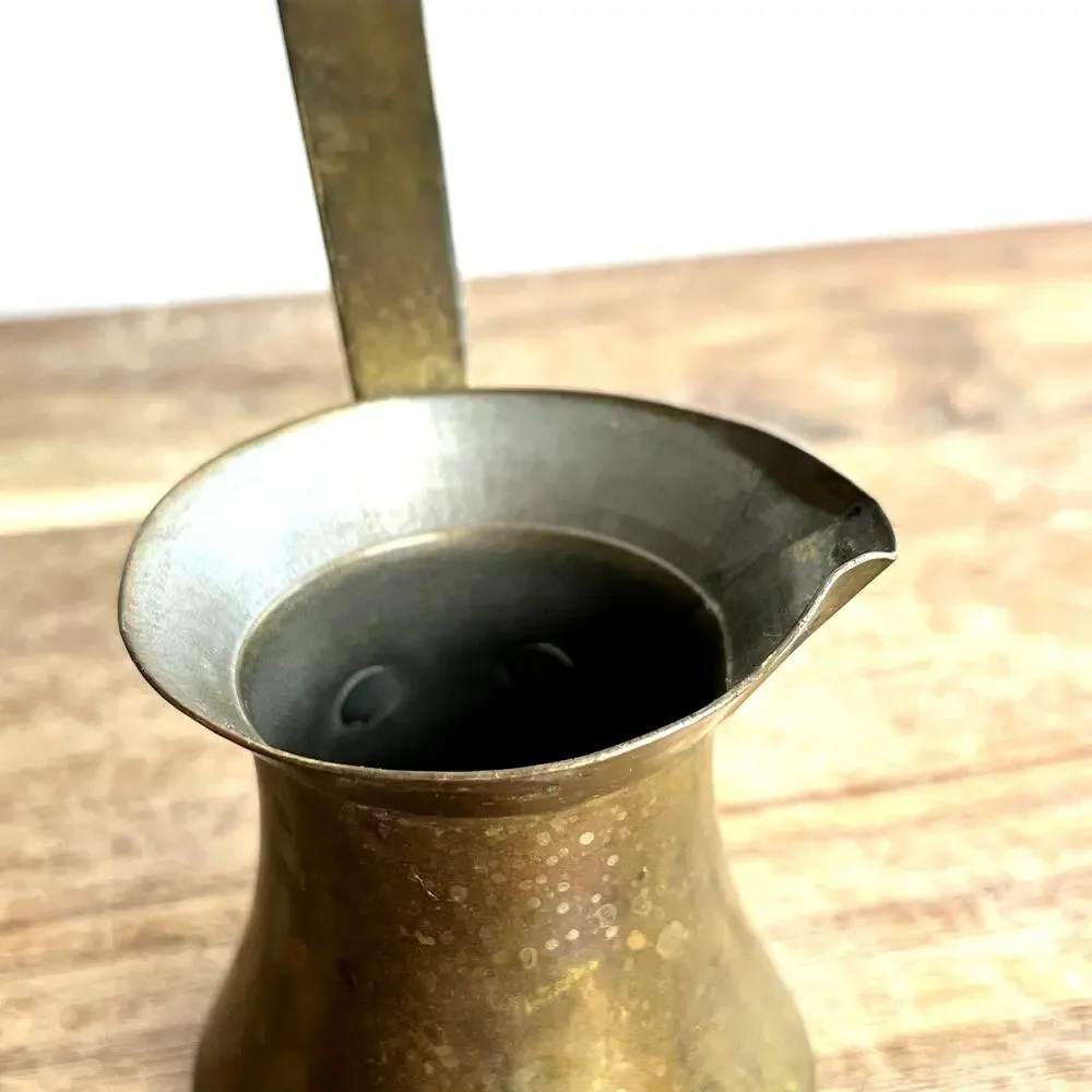 Vintage Brass Coffee Melting Pots 12 oz & 4 oz Rustic Patina Farmhouse Set of 2
